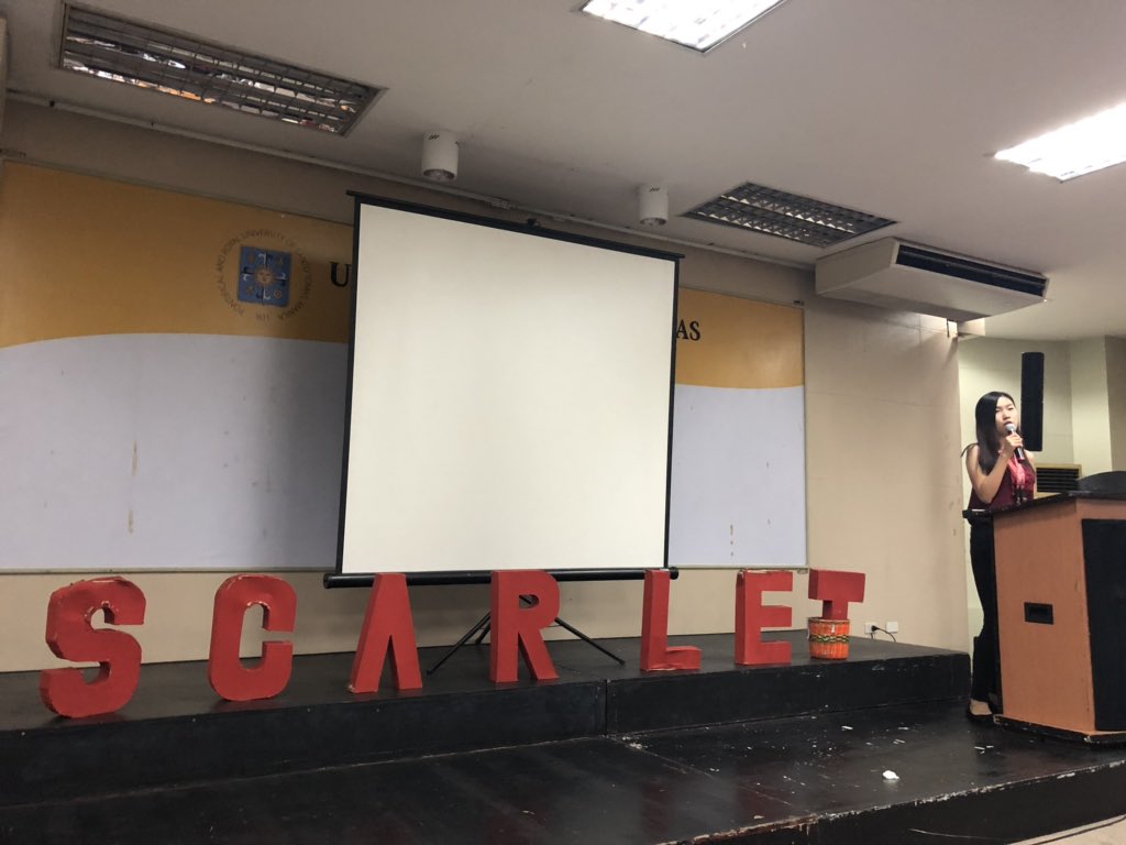 UST_ScarletAB's tweet photo. @ScarletCentral’s secretary, Hillary Cua is now wrapping up the event with her closing remarks. 

#DoItWithSCARLET
#ScarletXTomcat https://t.co/Iuw4A8tKQz