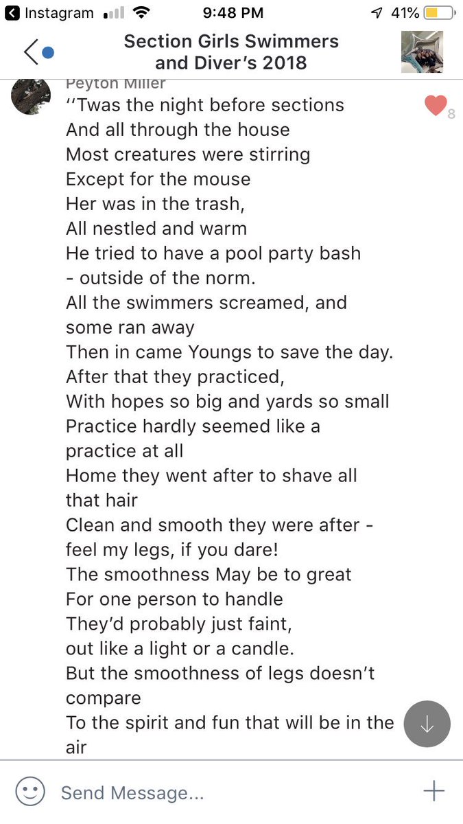 DCswimanddive's tweet photo. Well said Peyton.... t’was the night before Sections tradition. P.S. we actually did have a mouse in the pool today. #wateradventures #sections2018 #gochargers https://t.co/yWS67Ttxo8