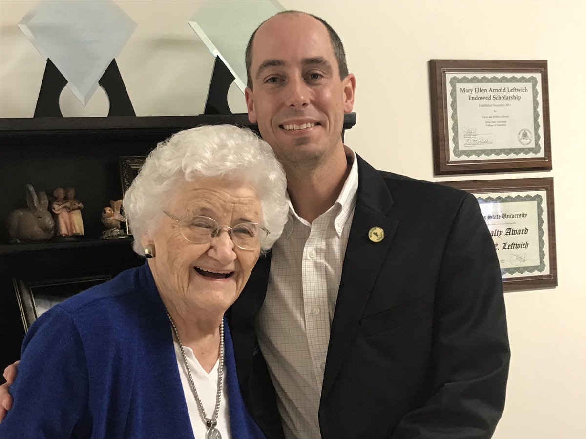 jfarris_11's tweet image. I visited today w/ Mrs. Mary Ellen Leftwich at her assisted living in Cleveland. She is a 1939 graduate of Delta State Teachers College. She will turn 102 on Saturday and has only missed one @DeltaState Homecoming since her graduation! Happy early bday Mrs. Leftwich! @DSU_Alumni