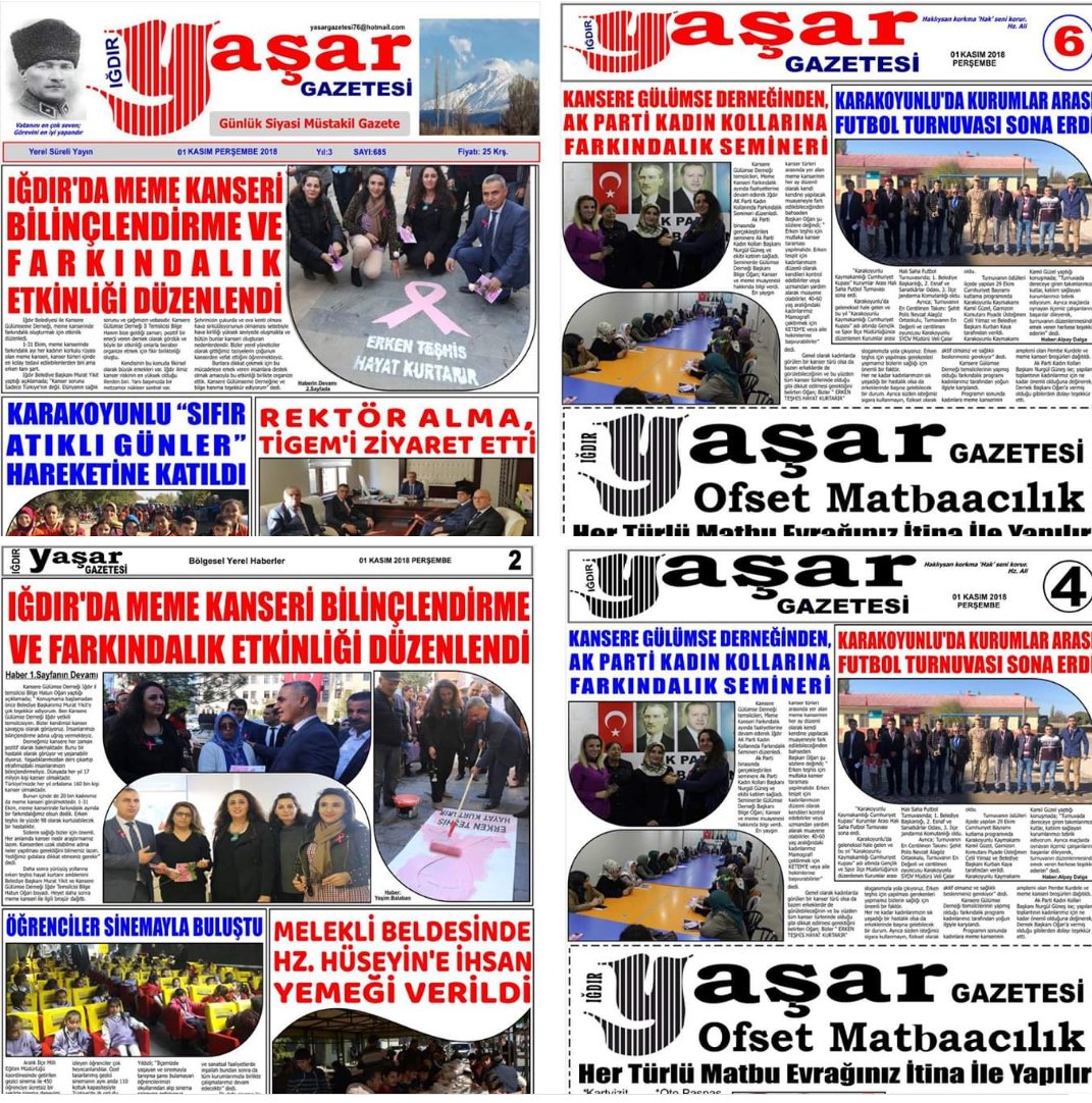 gulumseigdir's tweet photo. İğdır temsilciliği  olarak kanserle ilgili yaptığımız  aktivitelerimiz yerel basindada ilgi ile karşılandı.Bir gün içerisinde iki farklı aktivitemizi aynı gazete sayfasında  yayınlama teveccühünde   bulunan saygıdeğer yerel basınımıza çok teşekkür ederiz. @KansereGulumseD https://t.co/zEbGZjADPj
