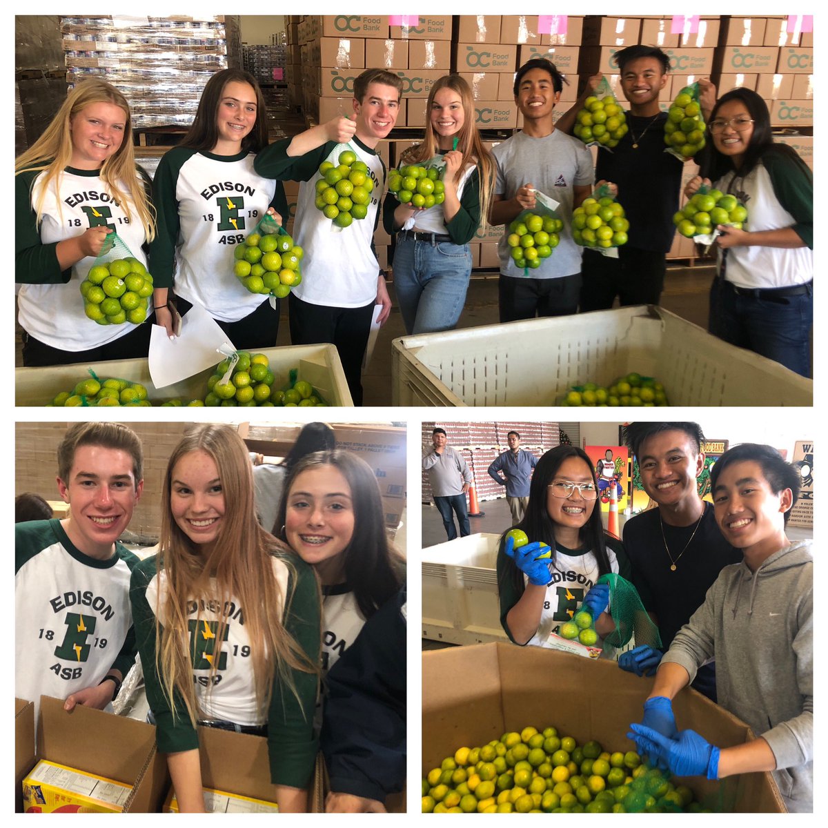 HBUHSD's tweet photo. RT @misterJLam: #EHSCares about the community! Today, @Chargers_ASB and EHS Kiwins came together to donate time at the OC Food Bank! @EdisonChargers https://t.co/0m9mHblq8v