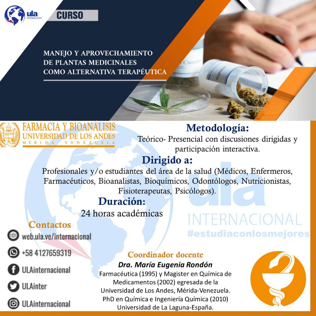 #ula #ulainternacional #ula_venezuela #estudiaconlosmejores #cursos #farmacia  #bioanalisis #universidaddelosandes 
Mayor Información: 
ULA Internacional
+58 4127659319
ulainternacional@gmail.com 
Visita nuestra Web:
web.ula.ve/internacional/
Síguenos en Nuestras Redes Sociales.