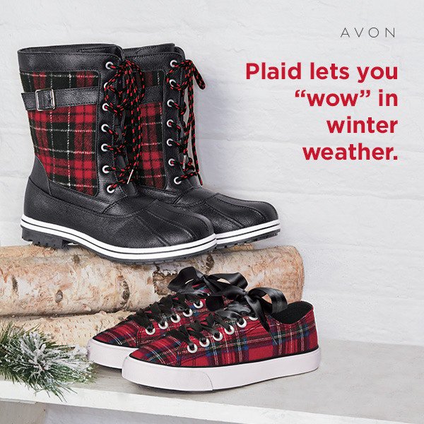 qmbeautysecrets's tweet image. Winter Warm Plaid Boot
Duck-style boot with red plaid shaft and faux-leather strap and buckle trim. Lace-up closure. Cushion Walk® wave-molded sock for added comfort. Imported.
Price: $59.99 go.youravon.com/37482z
#boot #winterboot  #avon