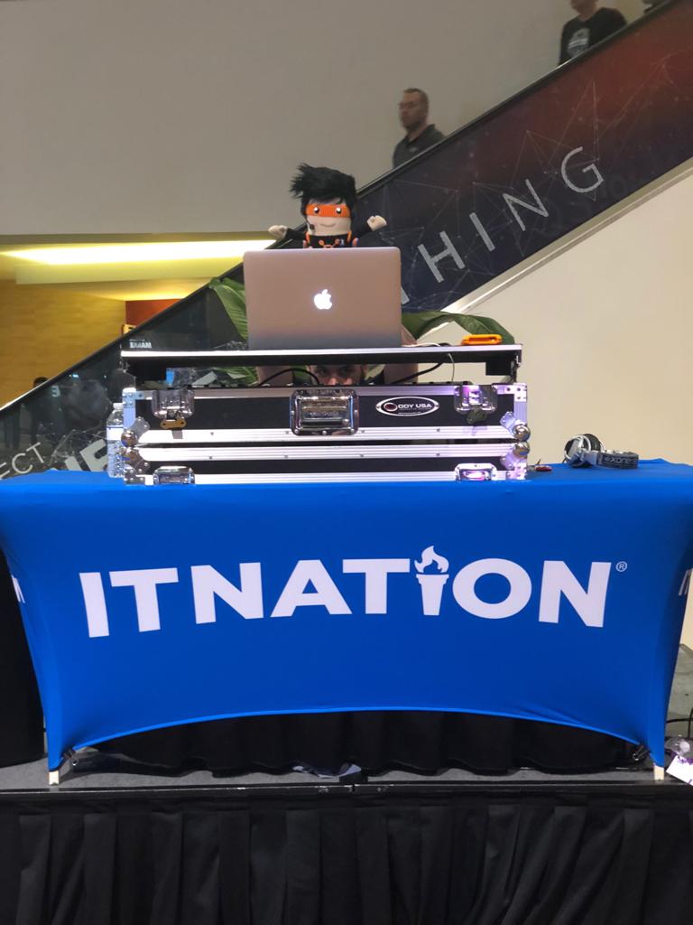 AirMSPUK's tweet photo. Dj Tech Tom providing the 🔥 in the booth at @ConnectWise #itn18 @AirITLtd @ToddMcQuilkin  #techtomtravels https://t.co/g0tuaE8Md6