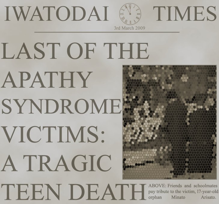 mockup newspaper clipping for minato's funeral