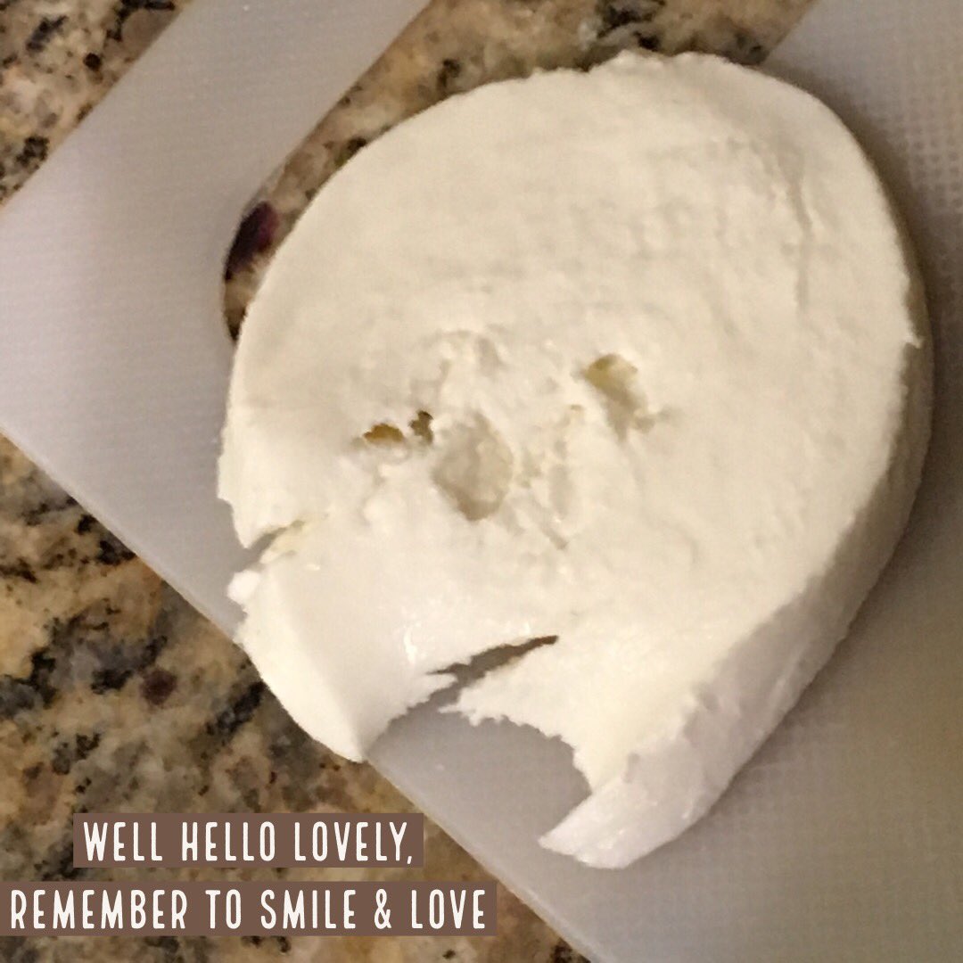 kiki_penn's tweet photo. Cooking dinner tonight and my sliced #Mozzarella cheese said  “Well Hello lovely, remember to smile &amp; love”

#Food #Face #Hello #lovelyface #SmileMore #Cheese #LoveYourself  #speakingToMe #Dinner #Funk #Fun #Godisgood #Yum #Love https://t.co/P8yZPlrlhk