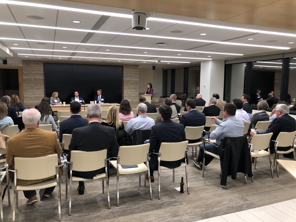 KatWohl's tweet photo. Happening now! @MLAGlobal, @HollandHart, @WTWhr panel discussion on Trends in General Counsel Compensation in Denver #showmethemoney #gccompensation https://t.co/xR608OSBFB