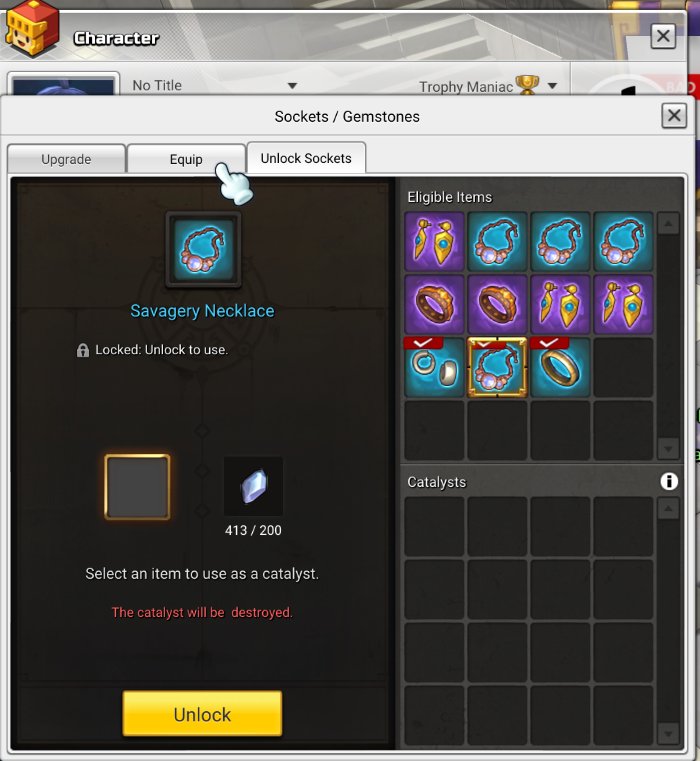CharizardHatGuy's tweet photo. @JungsooLee7 @PlayMaple2 any word on stuff like this getting fixed? Three other necklaces that are Identical and I cant use it too unlock my socket. I assume because there assigned different item numbers. https://t.co/q7nnD3Mmcj