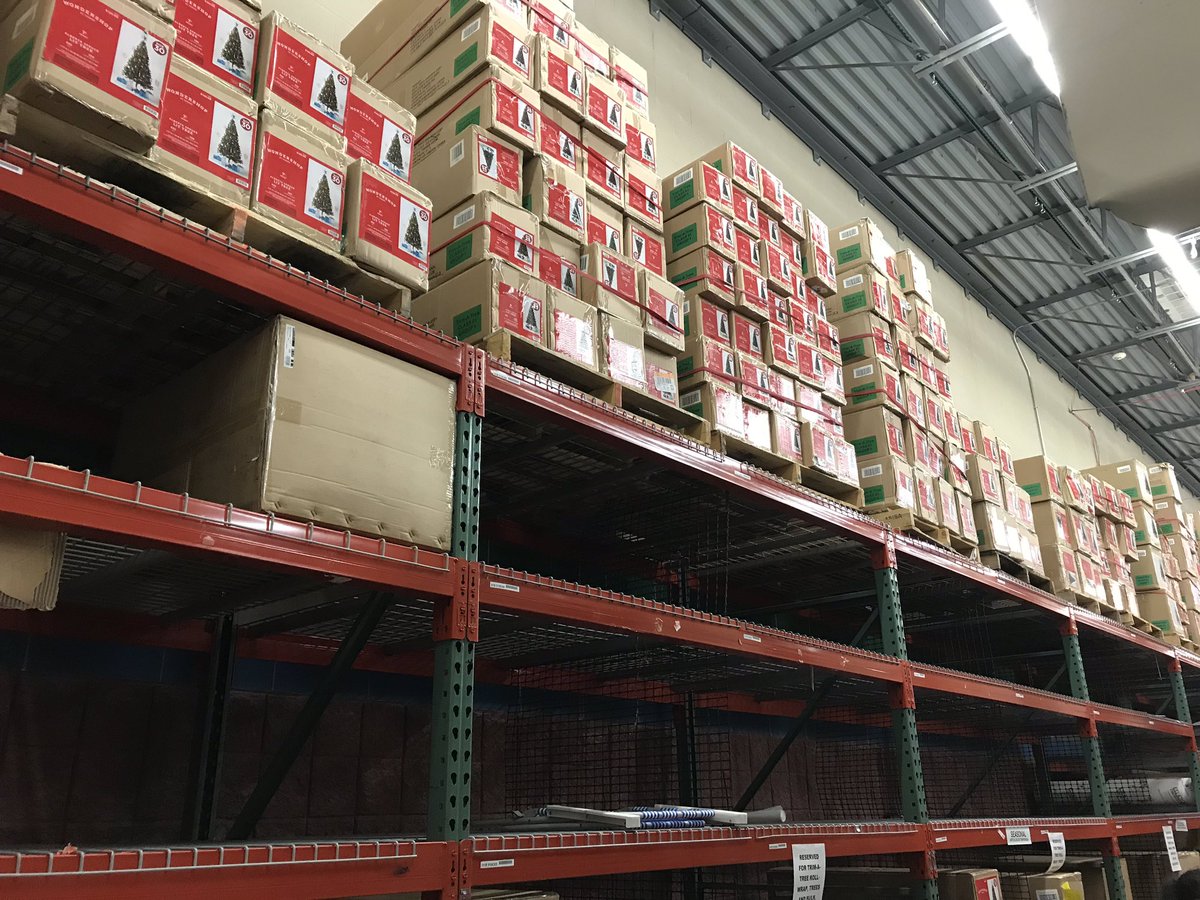 Scott is killing it with tree organization in the back room! 1 dpci/pallet