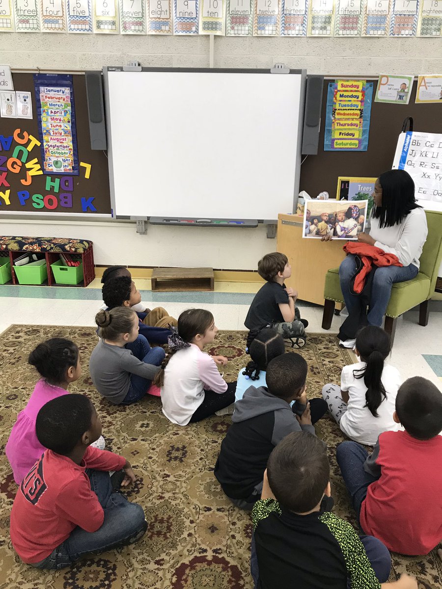 Kindergartners loved having a student from William Penn High School read to them “A Bad Case of Stripes” <a href="/PLVBears/">Pleasantville Elementary</a>  #polarpride