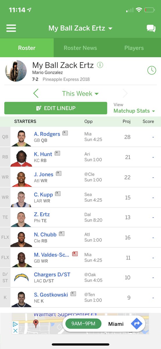 mrg357's tweet photo. @MitchellRenz365 Hey Mitch, I’m 7-2 in my PPR league would you trade Drake and Njoku for Bell? Check out my team below. Your advice would be greatly appreciated! https://t.co/IwJqJANt1i
