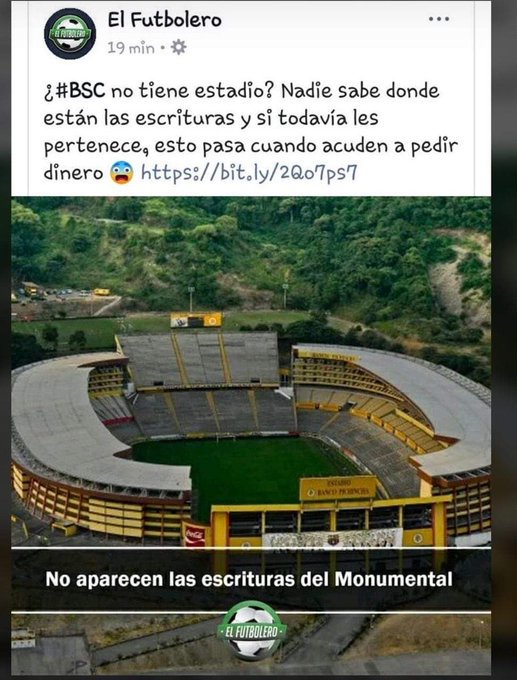 CazaTarrineros's tweet photo. Cómo entender que esté y más preocupados por lo que hace Emelec, que por solventar sus 45 millones de dólares de deuda o por hallar las escrituras de su estadio. https://t.co/sdIaCl3cOX