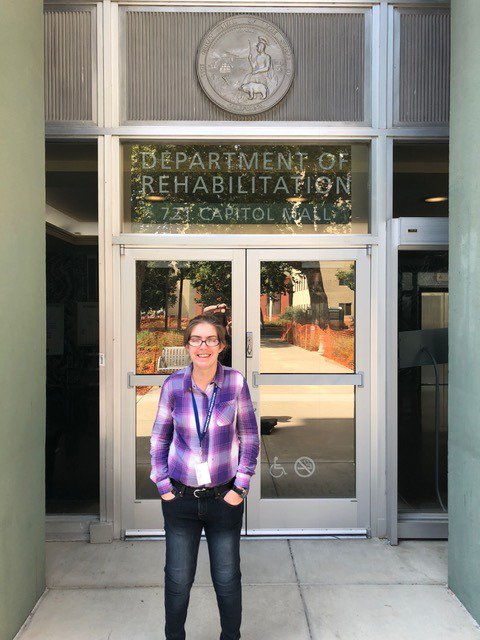 HireAbleOrg's tweet photo. Congrats, Caitlin! Caitlin was recently hired by DoR as an Office Assistant after starting wokr @CaliforniaDOR as a paid intern in July 2017 as part of a pilot run of the SB 644 program. This successful path to employment is a #DisabilityWin! https://t.co/n9hhynRpK5