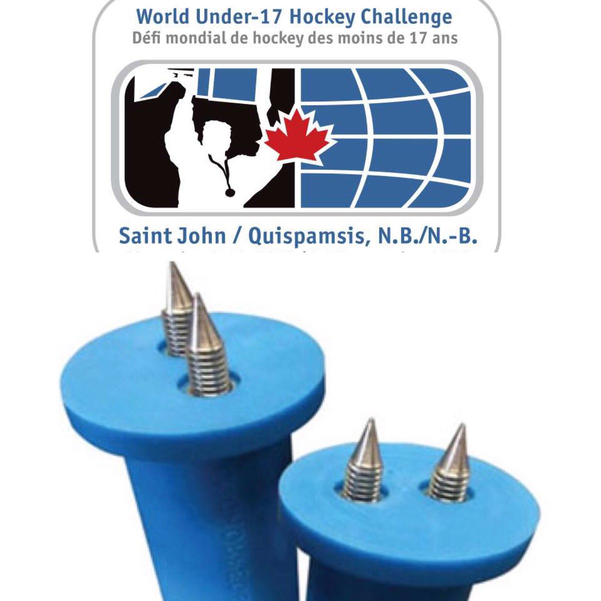 Anchorpegs's tweet photo. Anchorpegs rushed to @IIHFHockey  World U17 Hockey Championship to Quispamsis Qplex. Does your arena cheap out on pegs until they fail at the big game? Your programs pay +$200 for Ice rental but arena wont pay to anchor the net properly? https://t.co/uMmieCSnkw