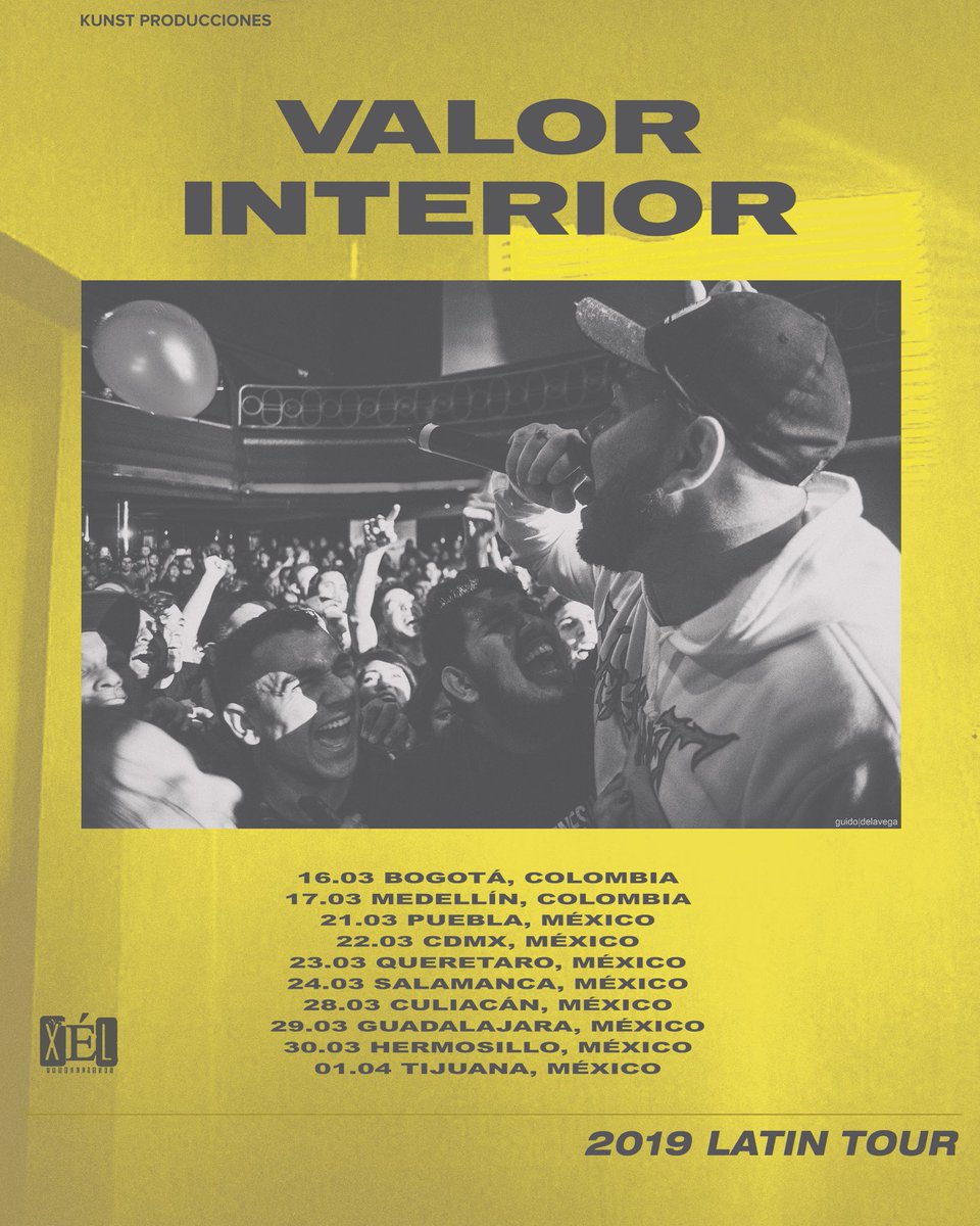 16.03 Bogotá, Colombia
17.03 Medellín, Colombia
21.03 Puebla, México 
22.03 CDMX, México 
24.03 Salamanca, México 
28.03 Culiacán, México 
29.03 Guadalajara, México
30.03 Hermosillo, México
01.04 Tijuana, Mexico 

#valorinterior