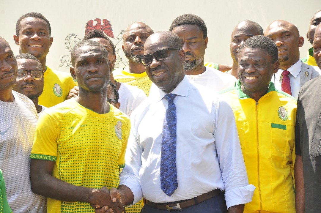 GovernorObaseki's tweet photo. 2. 
This is another promise kept. We promised Edo people that we would bring Bendel Insurance to its lofty status and make sure they move on to play in the Premier league. https://t.co/WSpBccclC4