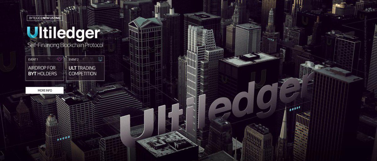 Bytexio's tweet image. #Ultiledger (#ULT, ultiledger.io) has been listed on #BYTEX 👊
Come check out the events we've prepared as well!
More info: bit.ly/bytexXult