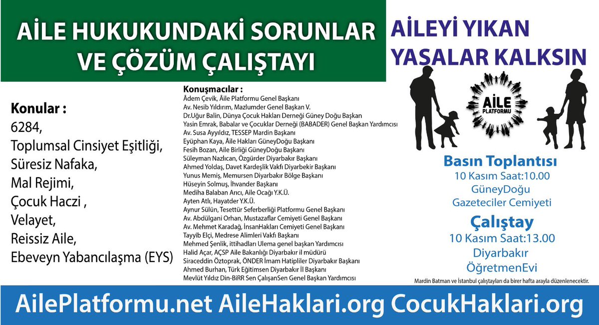 #ÖnceAİLE #CinayetlereDurDe GüneyDOĞU Çalıştayları #AileyiYıkanYasalarKalksın #Diyarbakır-10KasımSaat12:30 DiyarbakırÖğretmenEvi #Mardin-17Kasım #Batman-24Kasım #AileZirvesi #İstanbul-15Mayıs AilePlatformu.net AileHaklari.org <a href="/CocukHaklariDe/">Siyonizm SABATAİZM KAMALİZM terörizmdir YASAKLANSN</a>

CocukHaklari.org