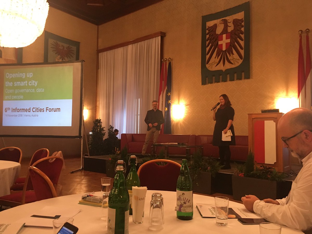 smarticipate's tweet photo. And we’re off! Second day of our final conference in #Vienna’s magnificent Rathaus #icf18 #opensmartcity https://t.co/RoWpHbmtcO