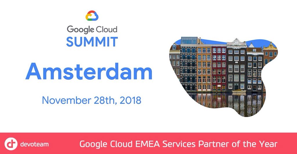Devoteam's tweet photo. #GCA18 Google Cloud Summit is biking it's way to Netherlands, at a pace faster than you can imagine. Meet @Devoteam , EMEA Services Partner of the year for @googlecloud.  
👉28th November 📅
👉Zaandam 🚀
👉Registration👉https://t.co/dVV4As2LjB 

#Cloud #TechForPeople  #ML https://t.co/sBdYhO6DrF
