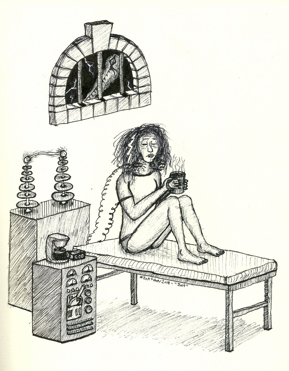 So, this is a *bit* overdue... I started drawing this before October ended though so it counts, right? 😅 Anyway, without further delay, enjoy Inktober Day 30: "Jolt". #Inktober2018 #inktober