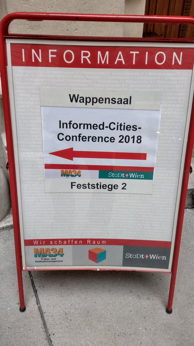 janpetersanders's tweet photo. 2nd day of 6th Informed Cities Forum, today at Town Hall Vienna, first talk "Can civic tech save democracy" @smarticipate @MAVhugs #smarticipate #icf18 @AITtomorrow2day https://t.co/LyHc5KCnMW