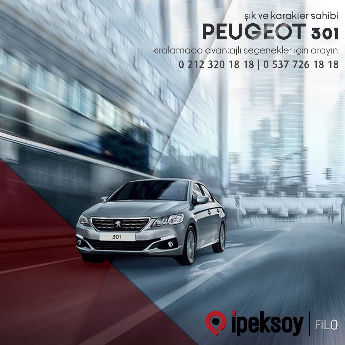 İpeksoy Filo ile her zaman "Mutlu Yollar!"
Detaylı bilgi ve araç rezervasyonu için 0 212 320 18 18 | 0 537 726 18 18
ipeksoyfilo.com.tr

#ipeksoyfilo #rentacar #araçkiralama #arabakiralama #peugeot301 #peugeot #sonmodel #car #carrental #istanbulkiralıkaraç #istanbul