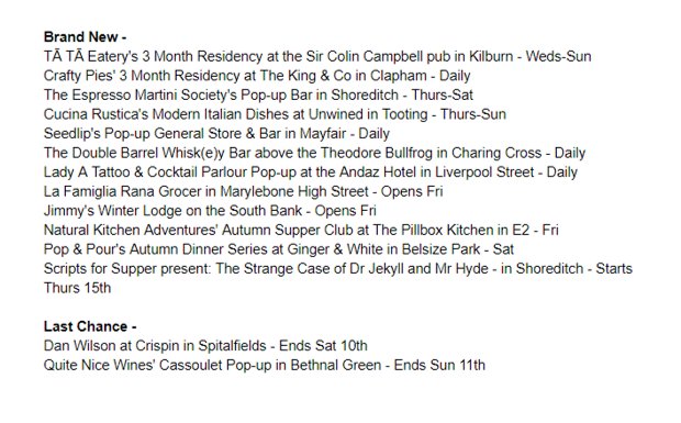 The weekly newsletter is out - The best pop-ups listed day by day, Thursday to Thursday --> londonpopups.com/p/weekly-newsl… Here's what's new: