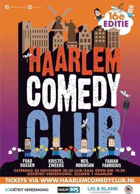 HCC_2015's tweet photo. Zaterdag 24 nov nieuwe editie van de #hcc met #fuadhassen @Kristelzweers #neilrobinson #FabianFabricius #standupcomedy #haarlem https://t.co/Je9eQA47CU