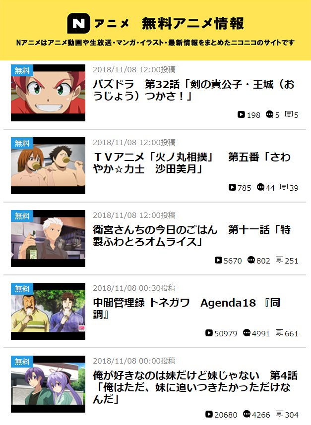 Nアニメ ニコニコアニメ公式 配信情報や も 無料配信 新着情報 Nアニメは ニコニコで見られる無料アニメを毎日 本日更新の 秋アニメ 最新話をチェック T Co Tllja9fmcz パズドラ 第32話