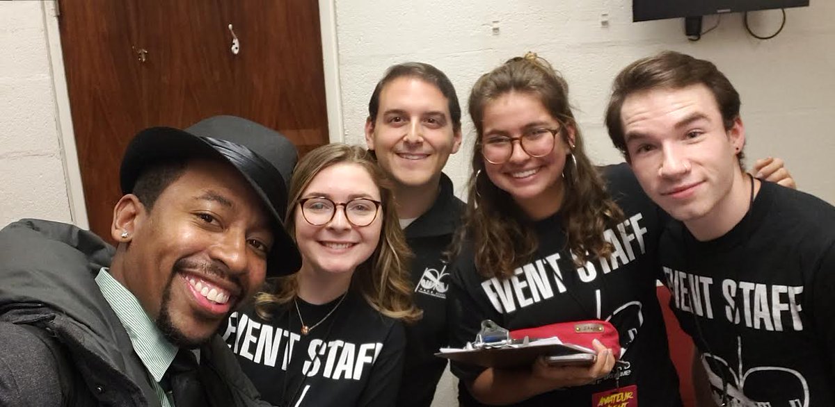 D8Robert's tweet photo. Thank you @PaceUniversity for having me this year as a judge for "Amatuer Night". 🙏🏽 I got to meet an awesome panel to be alongside with (@paceboardnyc &amp; @MikeAdamOnAir).  I was blown away! 😀⚡💥 I also got to meet @ZhaviaWard from @TheFourOnFOX, and @DJSpynfo! Thank you, all! https://t.co/j0QlVfjyb9