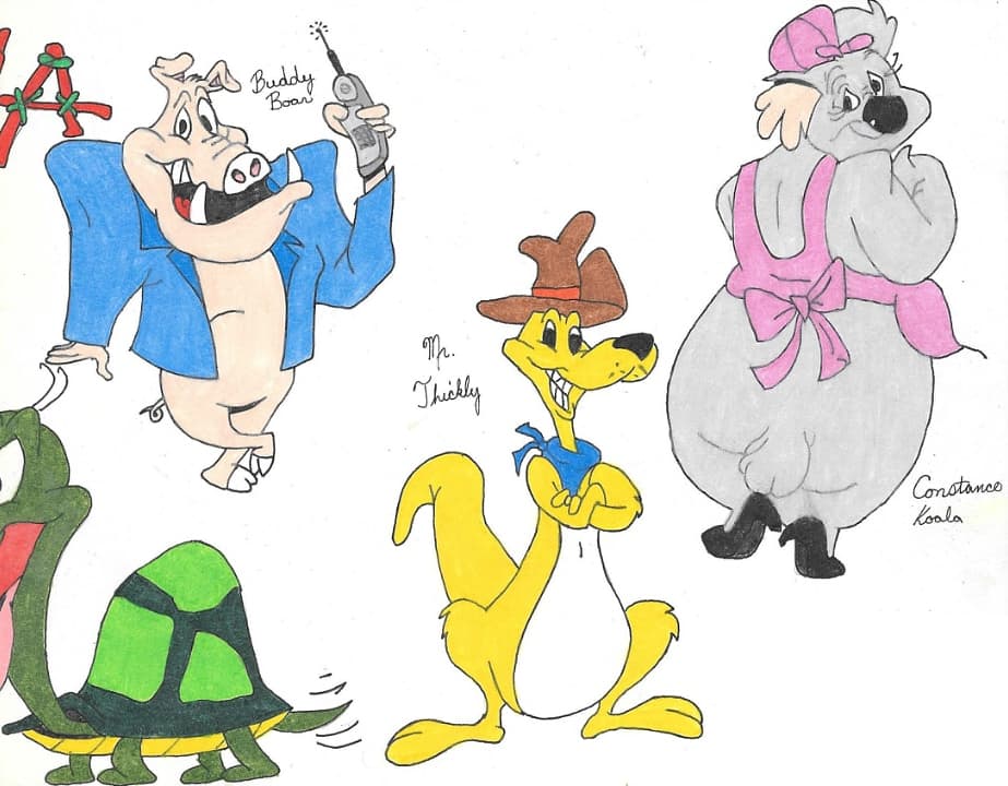 Cast of Taz-Mania circa 1992 #tbt #tbt❤ #tbthursday #tazmania #WarnerBros #animation #taz #tazmaniandevil #art #artist #artwork #gallery #portfolio #line #linedrawing #pencilcrayons #creative #artisticnation #coloredpencils #DINGO #platypus #turtle #wolf #koala #gator #wallaby