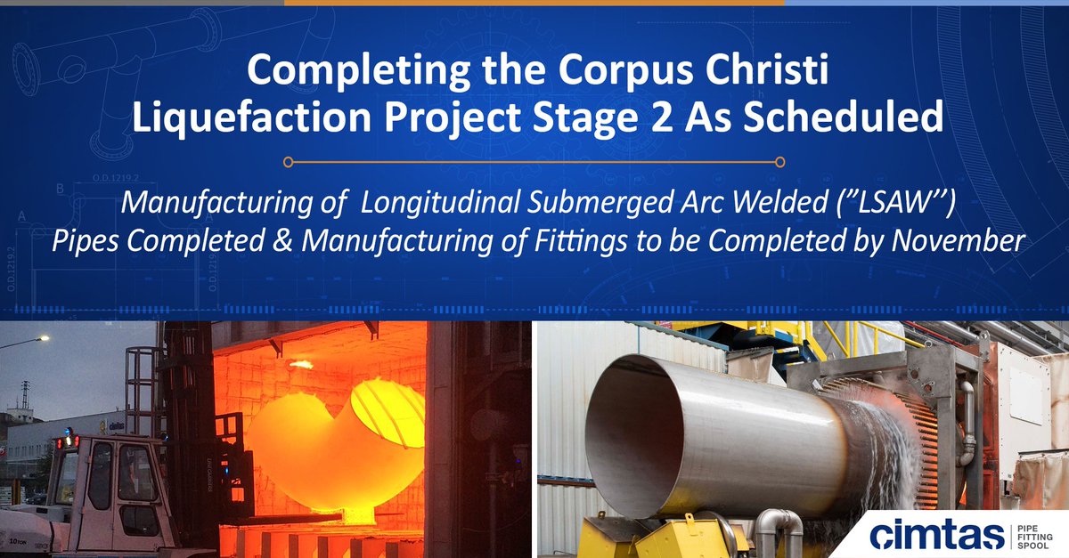 CimtasGroup's tweet photo. Cimtas Pipe has managed expeditious delivery of the Corpus Christi Liquefaction Project Stage 2 Project through the Integrated Piping Solutions Approach.For more information, click the link https://t.co/NfaJcJHL1I
#cimtas #cimtaspipe #pipespool #lsawpipe #fitting #bechtel #enka https://t.co/KPbDbE9BWa