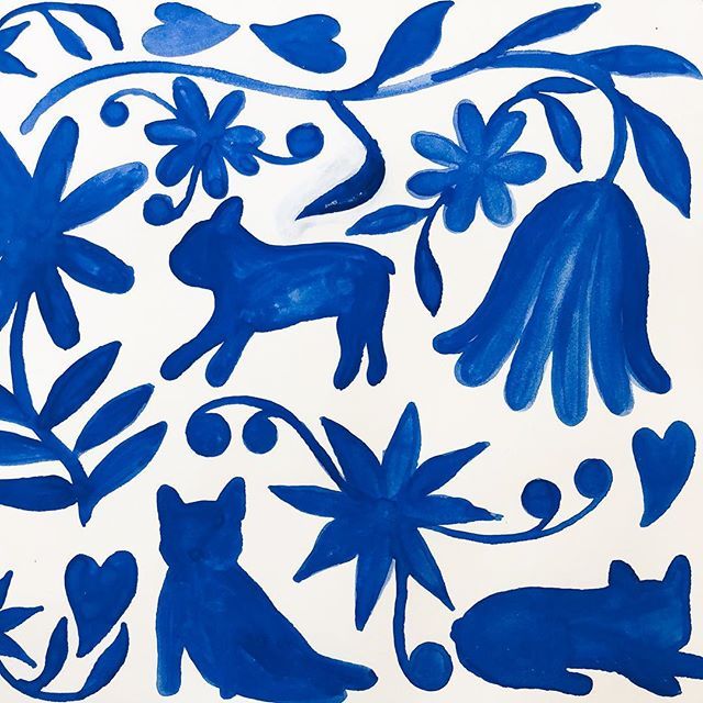 lizlangley_'s tweet photo. A little otomi-inspired frenchie pattern in the works! Thank you @lesleygoren for sparking this idea with some of your recent works 💙 #otomistyle #otomiinspired #pattern #frenchiepattern #studioscenes #doitfortheprocess #painting🎨 #patterndesign #wi… https://t.co/1vgejp9KNc https://t.co/AZlla3q9hE