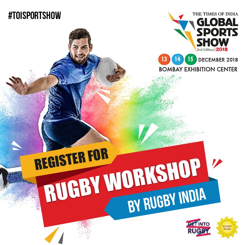 TOISportsShow's tweet photo. Learn more about the rules rugby with our simple beginners guide. Discover the basics of rugby rules and find your way to becoming an expert with Rugby India at #TOISPORTSHOW, 13th December 2018, Register Now! https://t.co/qGpQOo5uGy https://t.co/gs6albAtKQ