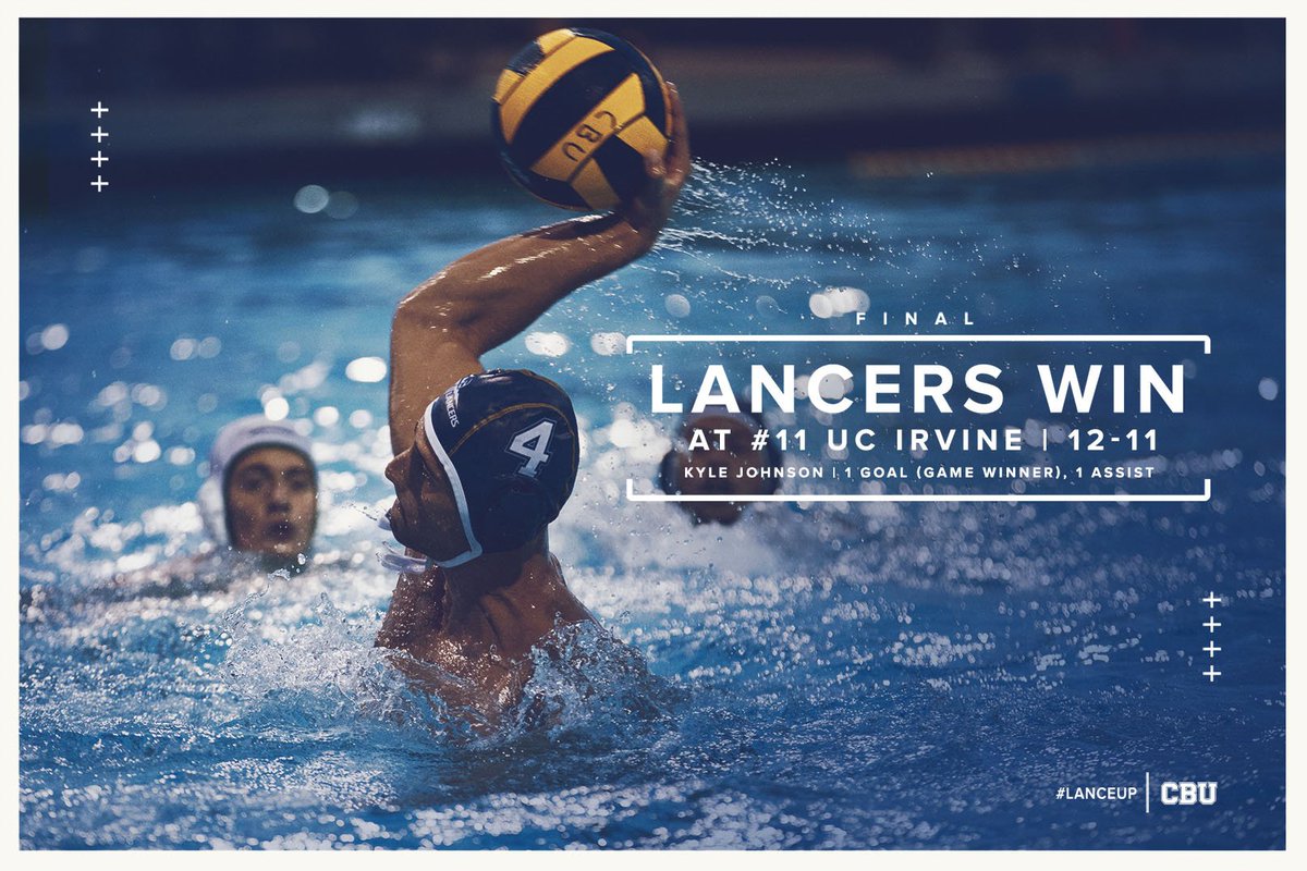 CBULancers's tweet photo. 🤽| @LancerWaterPolo pulled out another upset, defeating No. 11 UC Irvine, 12-11. Kyle Johnson scored the game-winner with 15 seconds to play. CBU goes into next week's @WWPAChamps
with a 22-10 regular-season record, its best-ever in the NCAA era.

#LanceUp https://t.co/eYn9PV49yW
