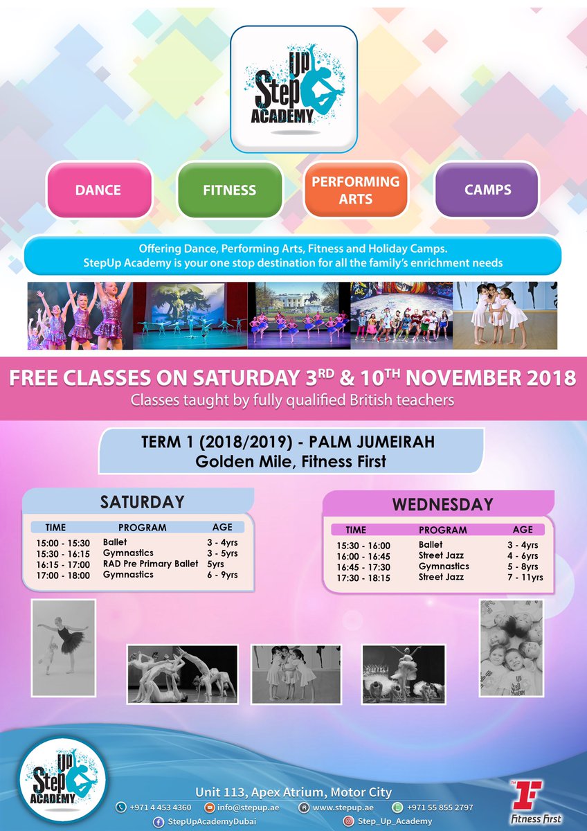 StepUpAcademy's tweet image. ***SUPER SATURDAY*** continues this week with FREE classes at Fitness First Oasis Centre and Fitness First Palm Jumeirah. Come down &amp;amp; try out our sessions! Bring your friends! 
@FitnessFirstME 
#freeclasses #bringyourfriends #fitnessfirst #dubaidanceacademy