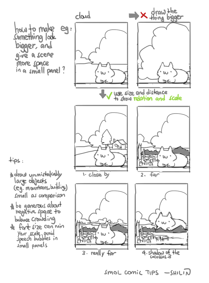 Okolnir's tweet photo. tip about fitting large scenes in small panels for comics https://t.co/8lv9tf9OkC