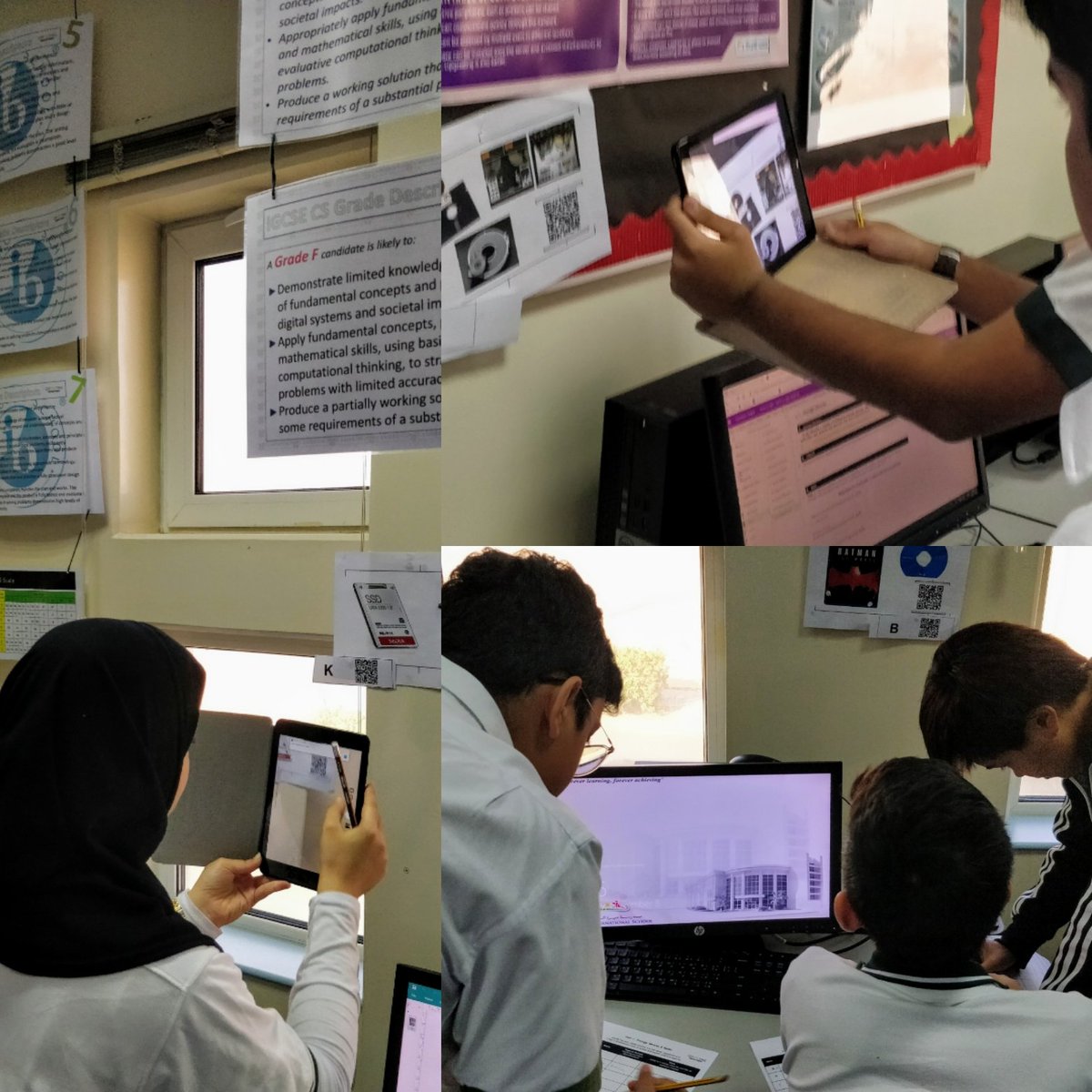 DIS_Computing's tweet image. Today in #DISsecondary computer science, students are on a #QR treasure hunt using #Apple iPad inbuilt QR reader from the camera to discover more about storage devices and its uses. #DISdubai #Inquirers @MrAdamMasters