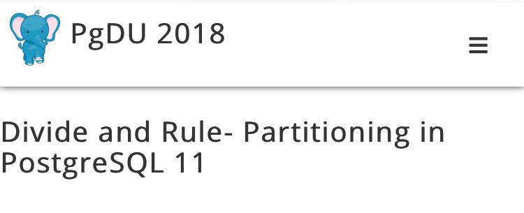 PGDayAU's tweet image. @Rajnibaliyan will explain when you should or shouldn’t be using #partitioning in #PostgreSQL11. Don’t miss Rajni presentation at #PGDayDownUnder. Register today 2018.pgdu.org #Earlybird close in two days!! #PostgreSQL #conference