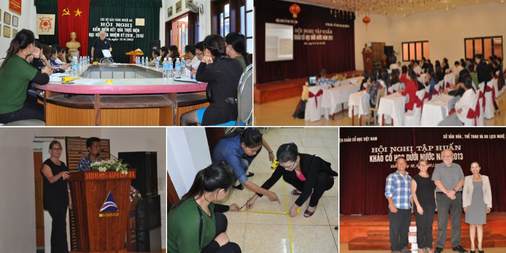 SarahWardAU's tweet photo. Throwing back to 2013 this #ThrowbackThursday! Can't believe its been 5 years since I was in #Vietnam with @DrMStaniforth and @vmap08 teaching a @NautArchSoc Intro Course to #MaritimeArchaeology course to Nghe An #Museum staff... #howtimeflies #shipwrecks #maritime #archaeology https://t.co/Abr0o4UlWa