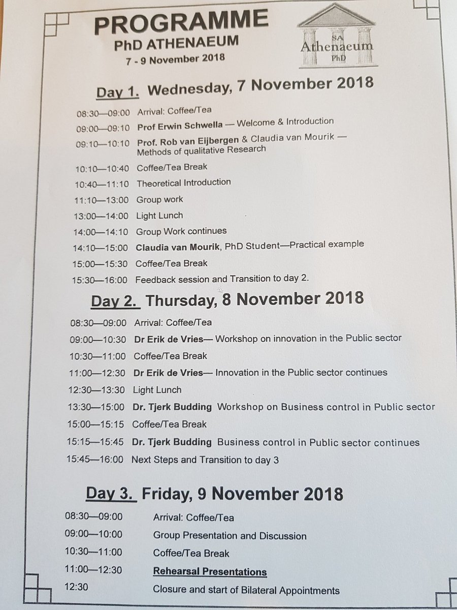 Vandaag tweede dag van het PhD Atheneum programma in Stellenbosch. Met enthousiaste groep promovendi en senior staf aan de slag met o.a. management control in de publieke sector.