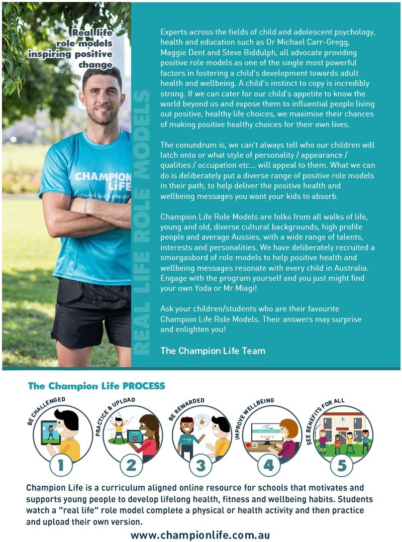 championlifeaus's tweet photo. Champion Life features real-life role models to inspire kids to develop healthy habits... find out why in this article from our HPE expert Maria Doolan. https://t.co/9DggDFfcsG