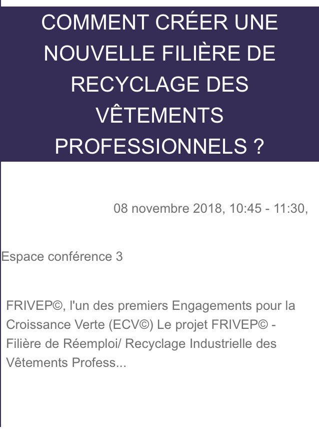 CETI_tex_innov's tweet photo. COMMENT CRÉER UNE NOUVELLE FILIÈRE DE RECYCLAGE DES VÊTEMENTS PROFESSIONNELS ? Découvrez le projet #frivep lors d’une conférence avec @CETI_tex_innov @sncf @TDVIndustries @SympatexTech et la poste - espace de conférence 3 à 10h45 @Infoprotection https://t.co/CB9jtZve5n