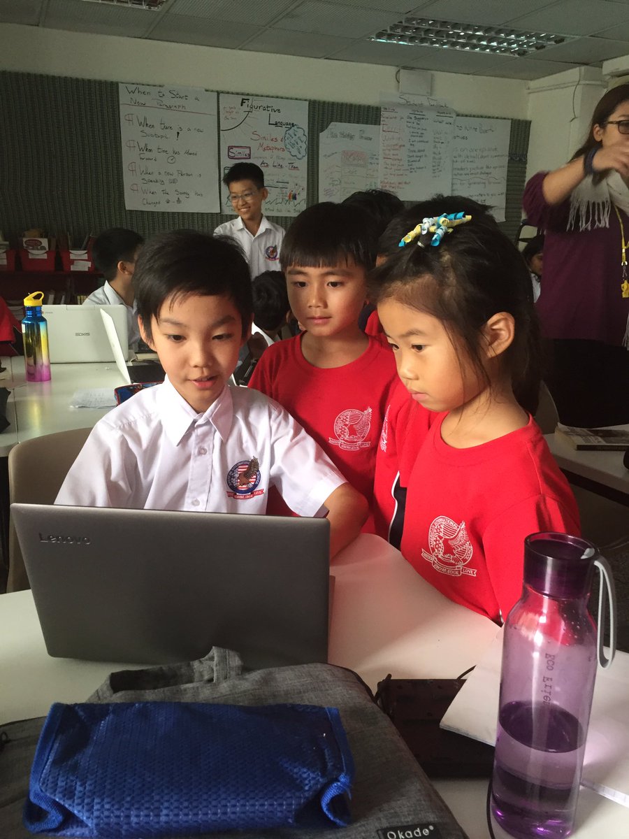 CaptainGoga's tweet photo. Narrative writing celebration! Swapping students with @Ms_Angela3 to give feedback on their writing. Thanks to @Hamorn and @MrsAndersAIS for bringing their students to read the narratives! #Redbrick125 https://t.co/IikP8yRa9e