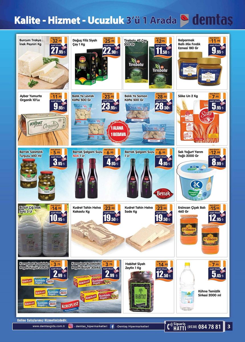 demtas's tweet photo. 8 - 18 Kasım Tarihleri arası geçerli indirim bülteni. Bu fırsatları kaçırmayın. 🛒

https://t.co/qZu1aXLO0x https://t.co/yVppophoXx