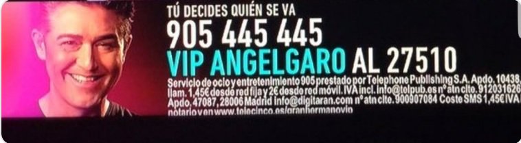 Buenos días al 'Twitter Rebelde' de #SomosLaAudiencia8N 
Recordad: 
No es VIP ANGEL 
ni VIP GARO 
ni VIP MALDITOMUÑECO 
ni VIP CAUDILLO
ni VIP CONFRANCOSEVIVÍAMEJOR
ni VIP BALCONETI 
ni VIP CHEF-LENTEJA
ni VIP YO-YO
ni VIP TRAYECTORIAPROFESIONAL

Enviad: VIP ANGELGARO al 27510