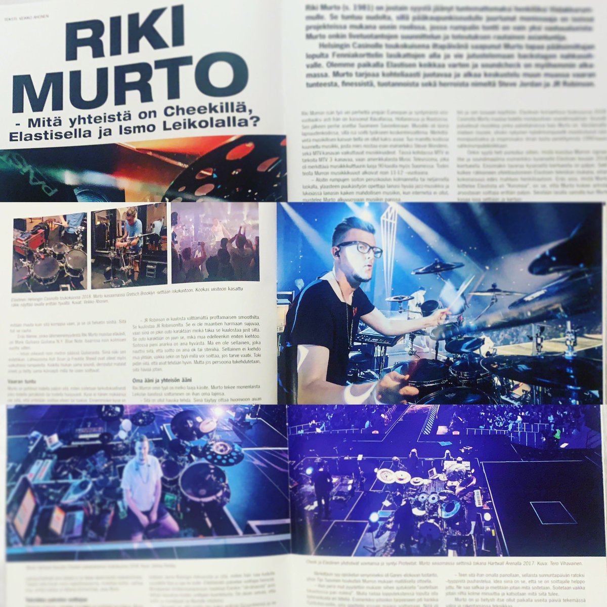 Rikihifi's tweet photo. Feature on Finnish Drum Magazine #viidakkorumpu #dafry out now. #gretschdrums #paistecymbals #gewadrums https://t.co/fBFtxJ3VtK
