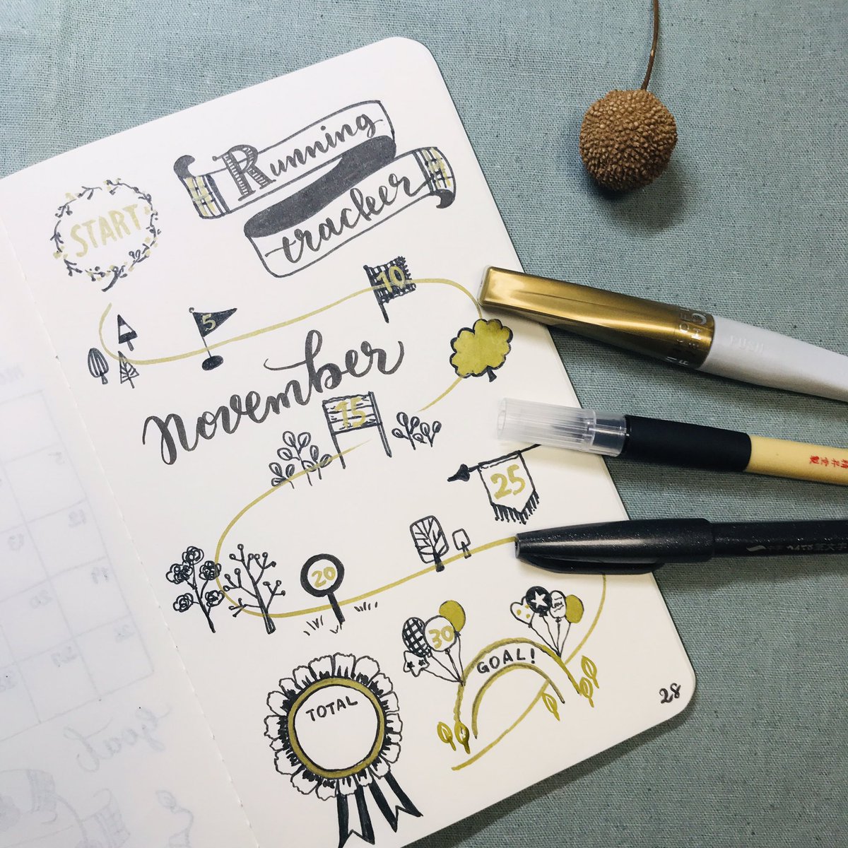 カリグラフィーファクトリー インスタライブ記録 インスタライブ配信記録no43 18年11月8日 モレスキンノートブックご紹介 筆ペン３種書き比べ バレットジャーナル扉ページ生書きなど 筆ペンでお洒落文字 イラストが描ける喜びがつたわったかな