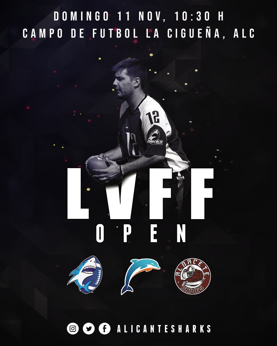 3a Jornada de la #LVFF nos enfrentamos en casa contra <a href="/DolphinsSan/">San Juan Dolphins</a> y <a href="/AlbaceteKnives/">Albacete Knives</a> el Domingo 11 en el Campo de la Cigueña. Os Esperamos!!! #WeAreSharks #BluePride #FlagFootball